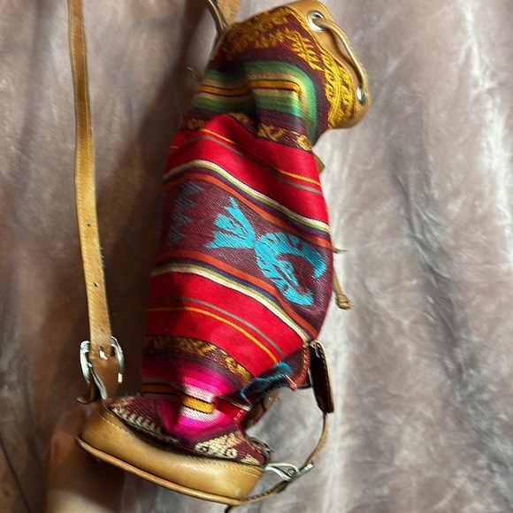 Aztec Leather and canvas backpack/ single shoulder bag - Picture 5 of 16